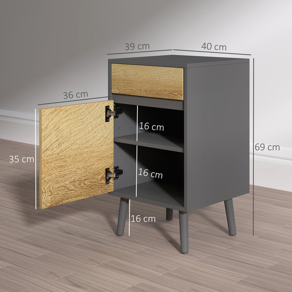 EasyComfort Comodino Nachtkastje met Lade en Kastje 40x39x69 cm