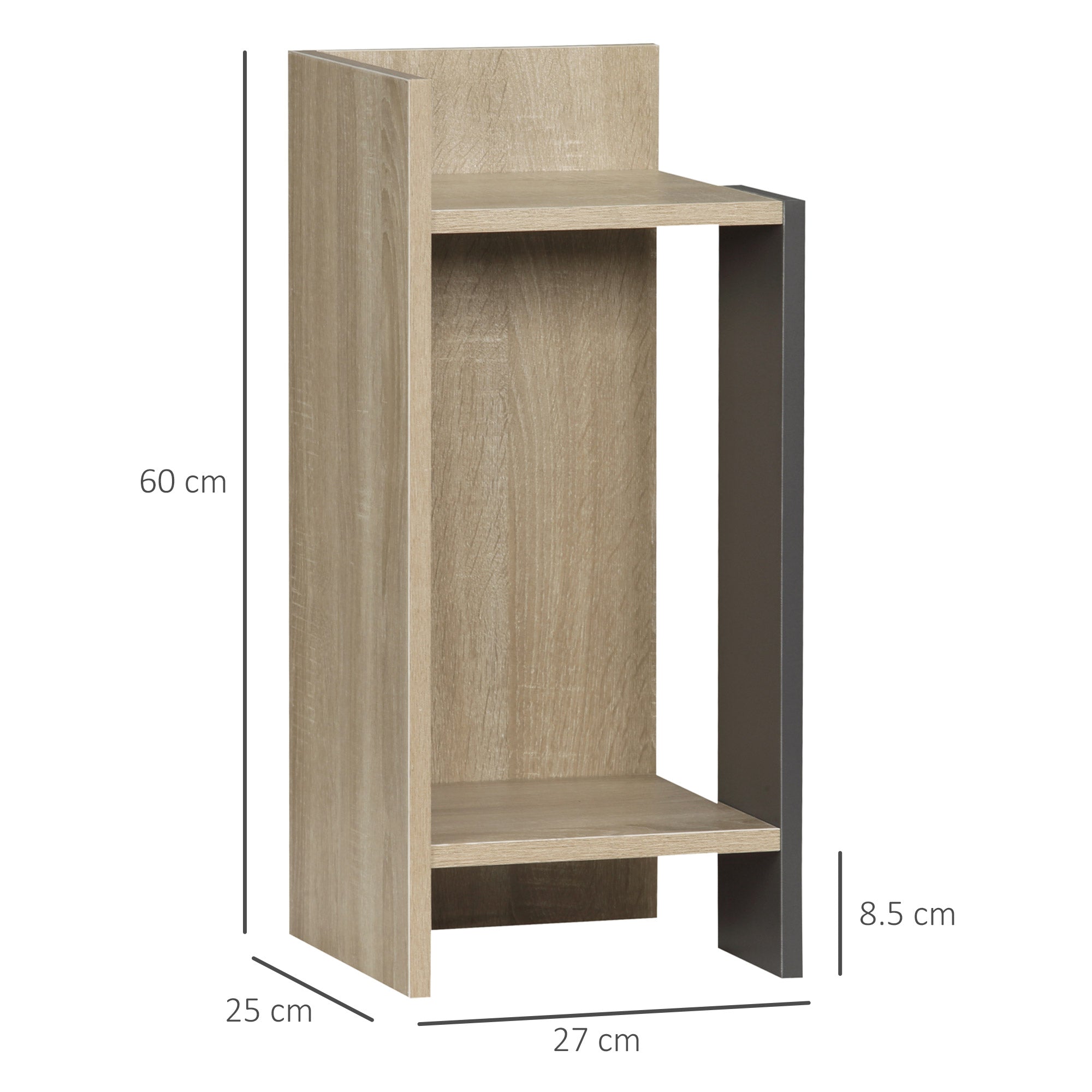 Easycomfort Comodino Moderno Grigio with Ripiano Aperto, Set 2 Pezzi in Truciolato per Camera da Letto e Soggiorno, 27x25x60cm
