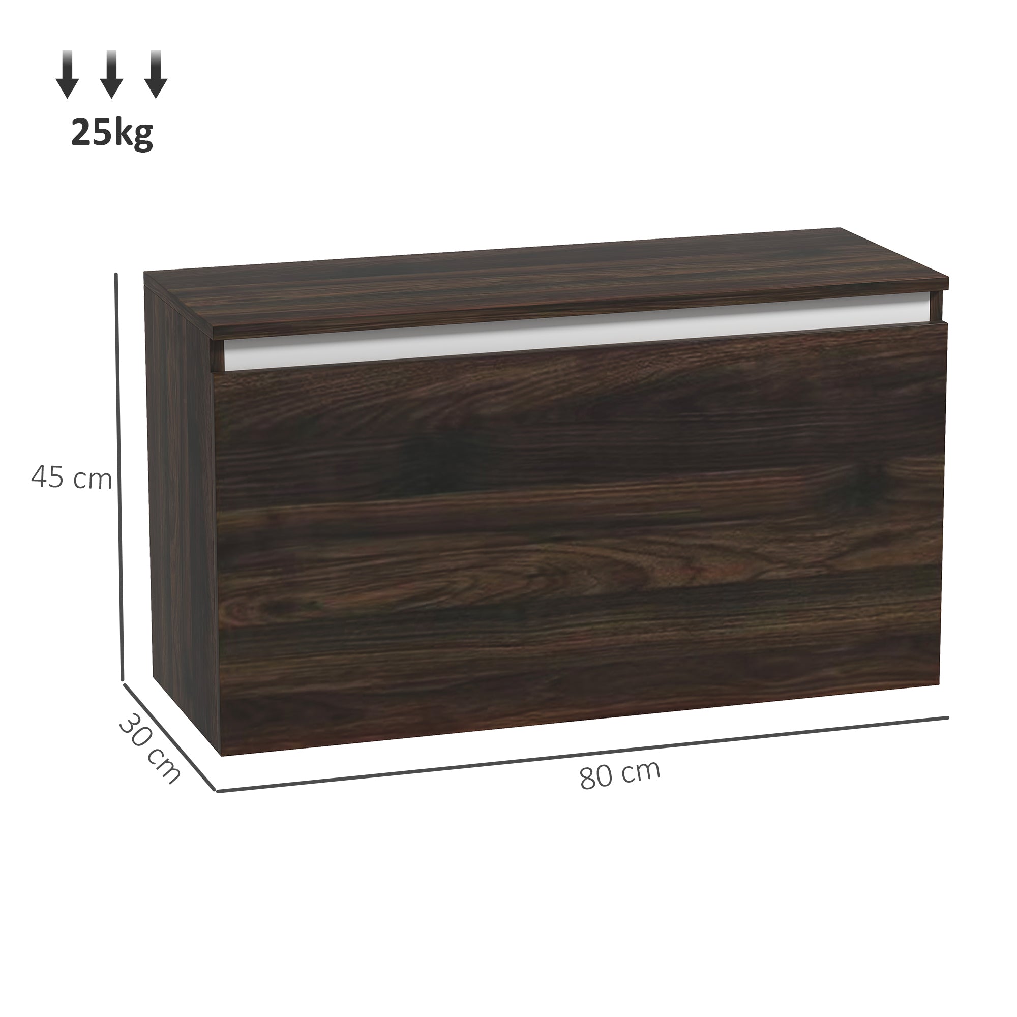 EasyComfort Comodino Sospeso Nachtkastje wandgemonteerd 80x30x45 cm walnoot