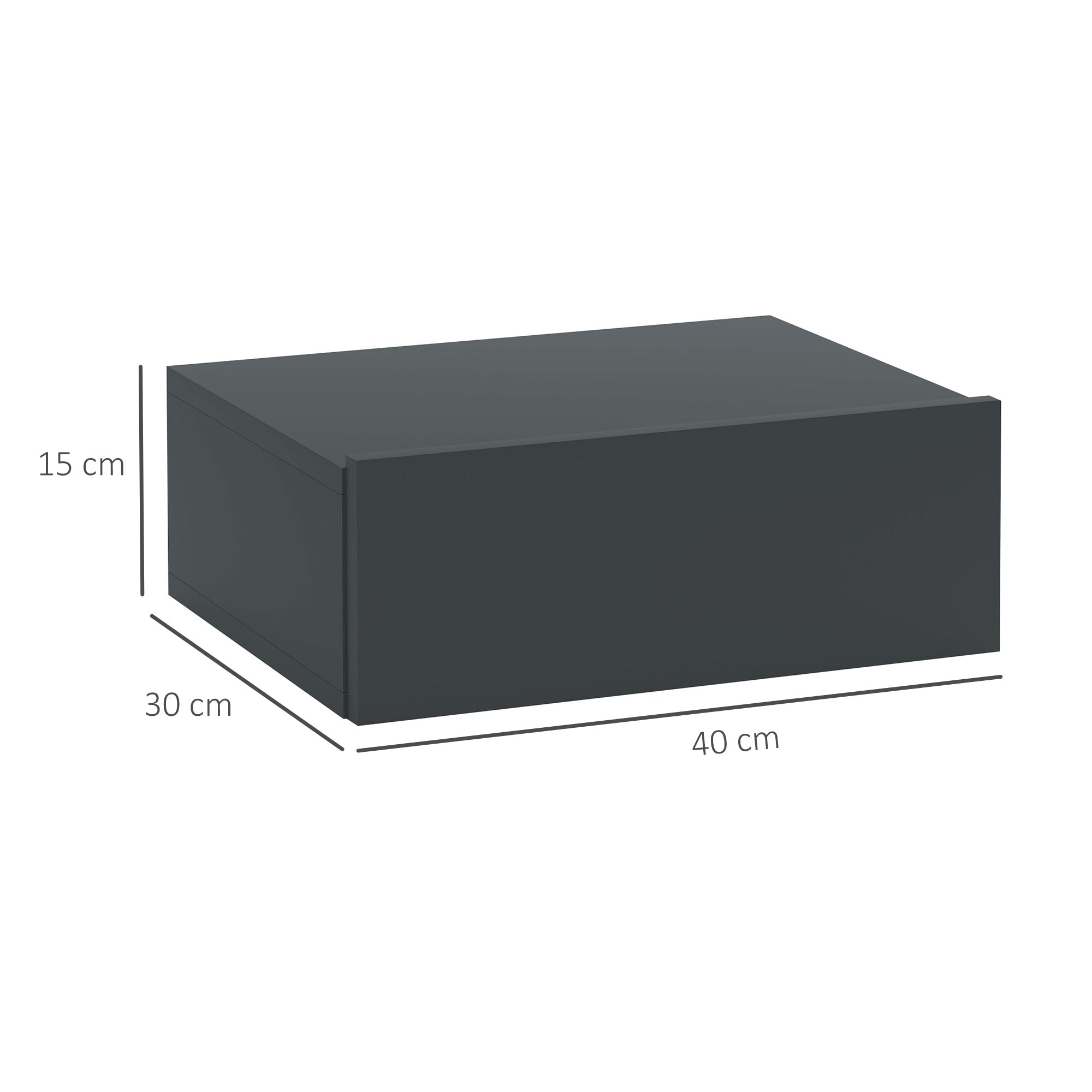 EasyComfort Modern zwevend nachtkastje met lade 40x30x15 cm zwart