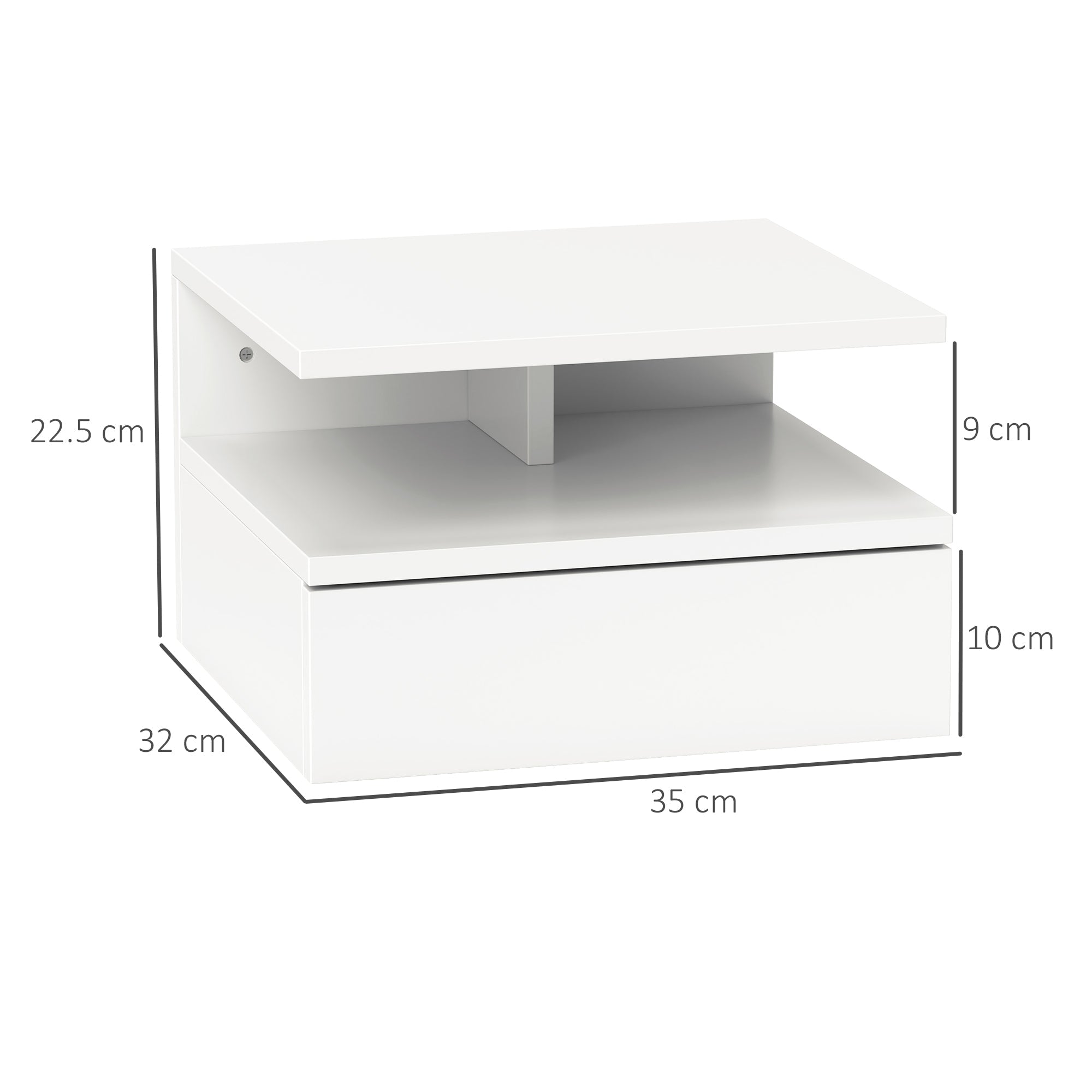 EasyComfort Comodino Sospeso hangend nachtkastje 35x32x22.5 cm wit