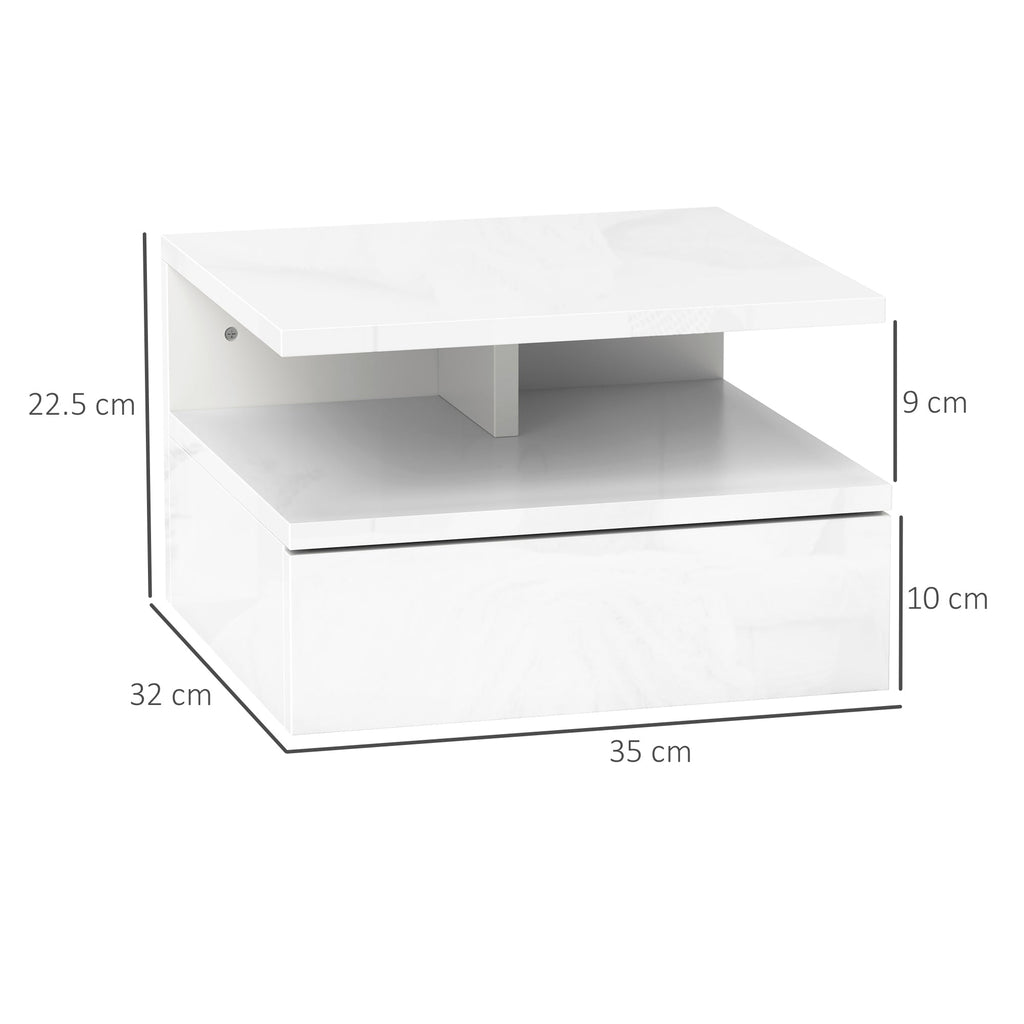 EasyComfort Comodino Sospeso hangend nachtkastje 35x32x22.5 cm, wit