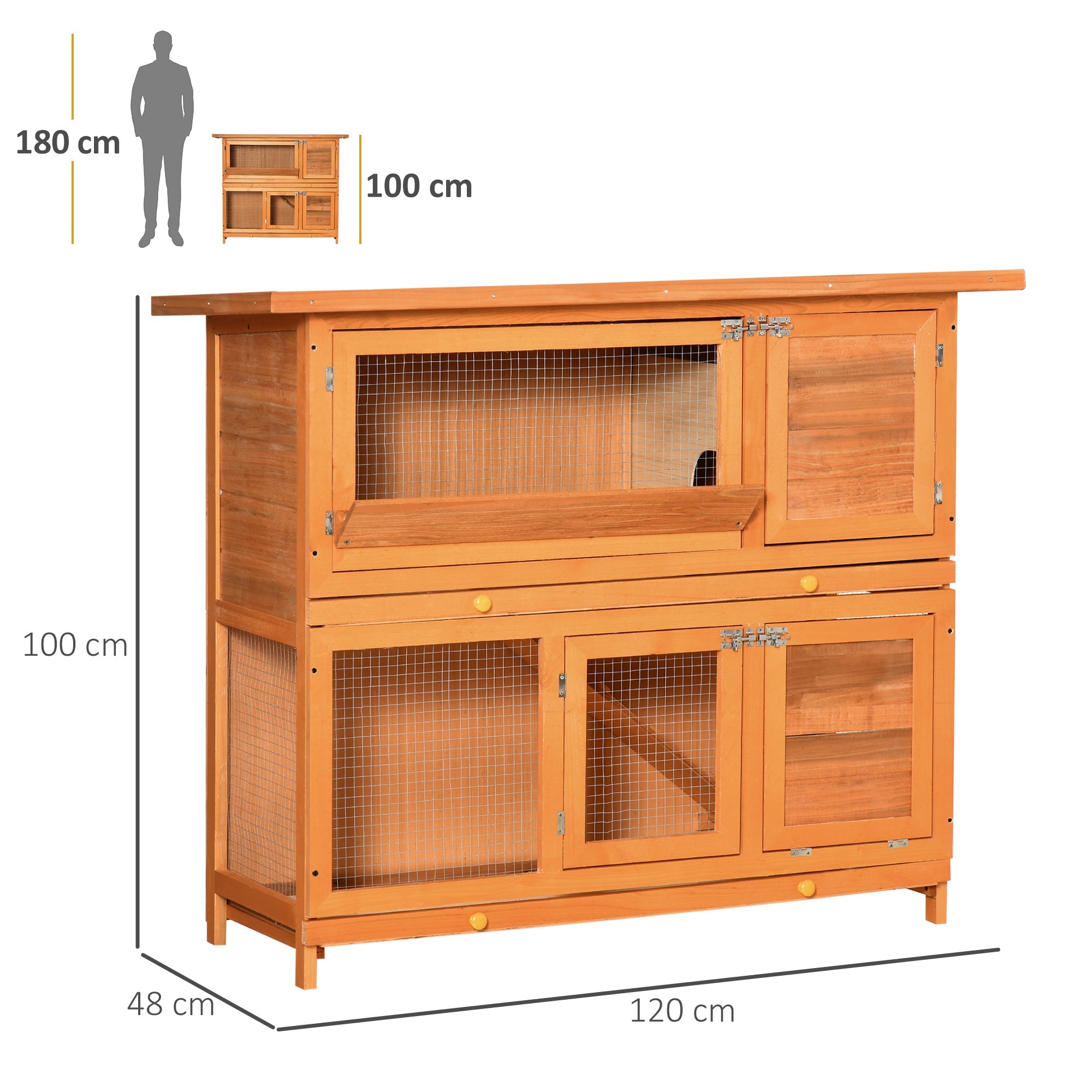 EasyComfort Konijnenhok buiten hout 122x48x100 cm