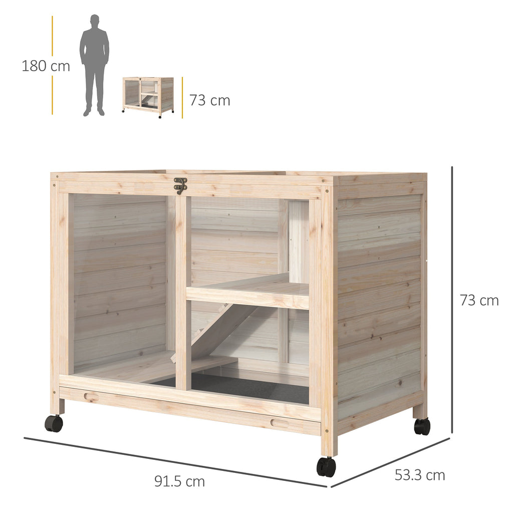 EasyComfort 2‑laags konijnenhok van vurenhout 91.5x53.3x73cm