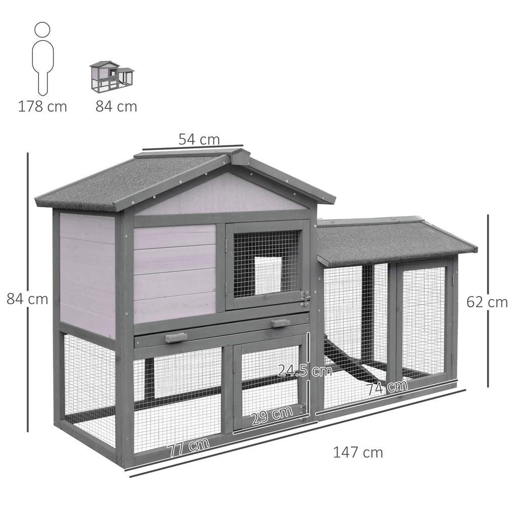 EASYCOMFORT Outdoor Wooden Hutch House with Roof and Fence