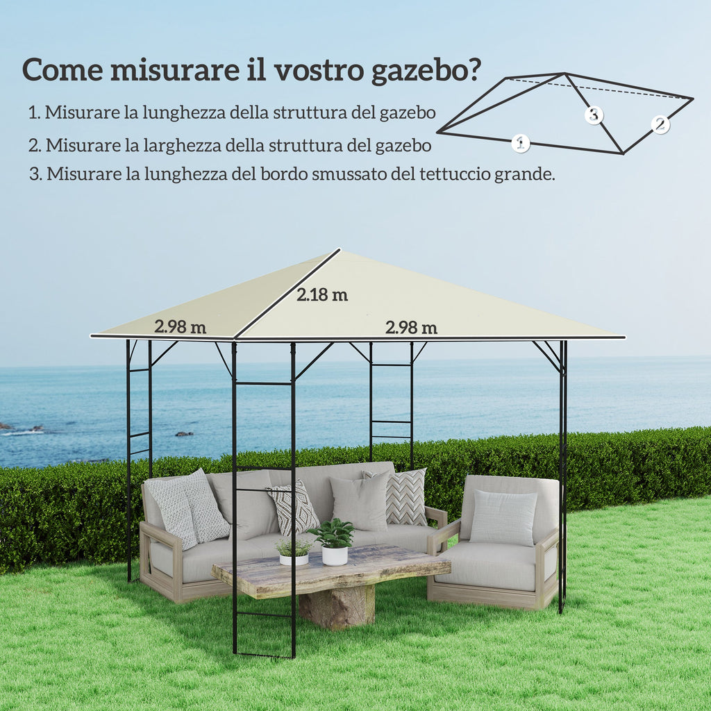 EasyComfort Copertura per Gazebo 3x3 m da Giardino with 8 Fori di Drenaggio, in Tessuto Oxford 600D, white Crema