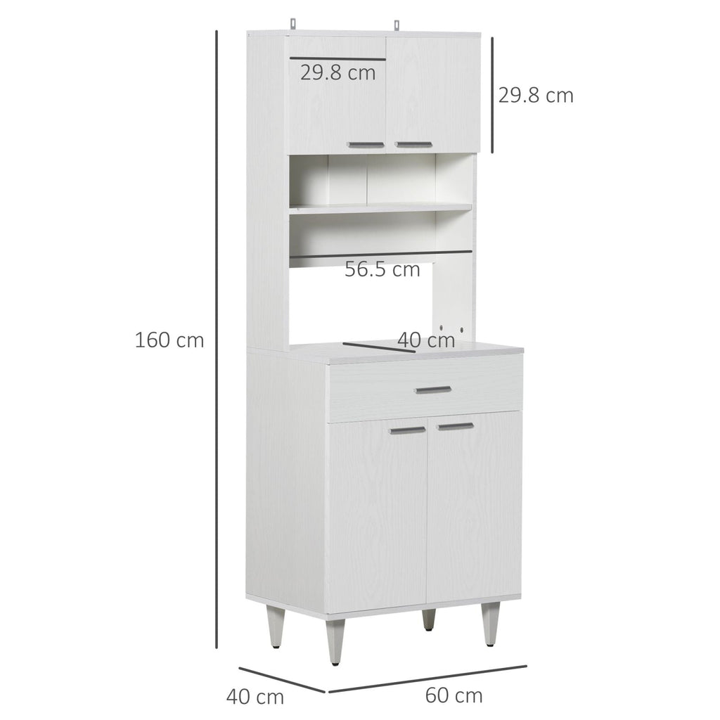 Easycomfort Credenza Alta da Cucina, Madia Classica Bianca in Legno with 2 Armadietti e 1 Mensola, white, 60x40x160cm