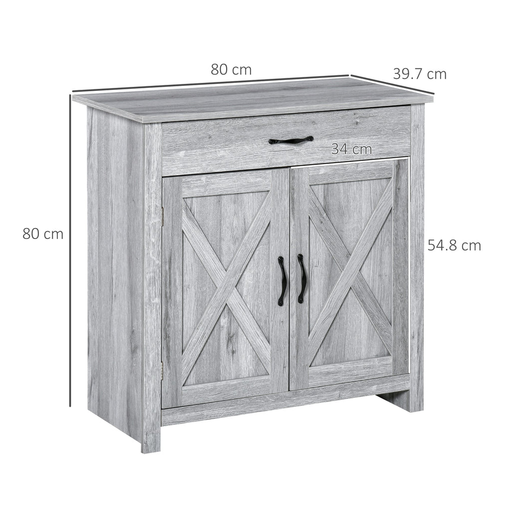 EasyComfort Credenza Cucina Country with Armadietto a 2 Ante e Cassetto, 80x39.7x80cm, Grigio
