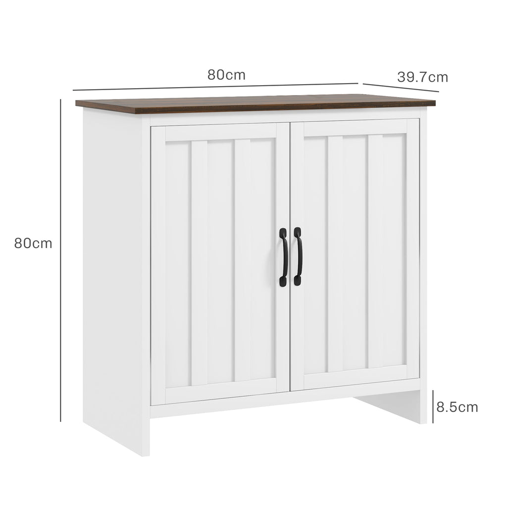 EasyComfort Credenza Cucina Moderna a 2 Ante with Ripiano Regolabile in Legno, 80x39.7x80cm, white