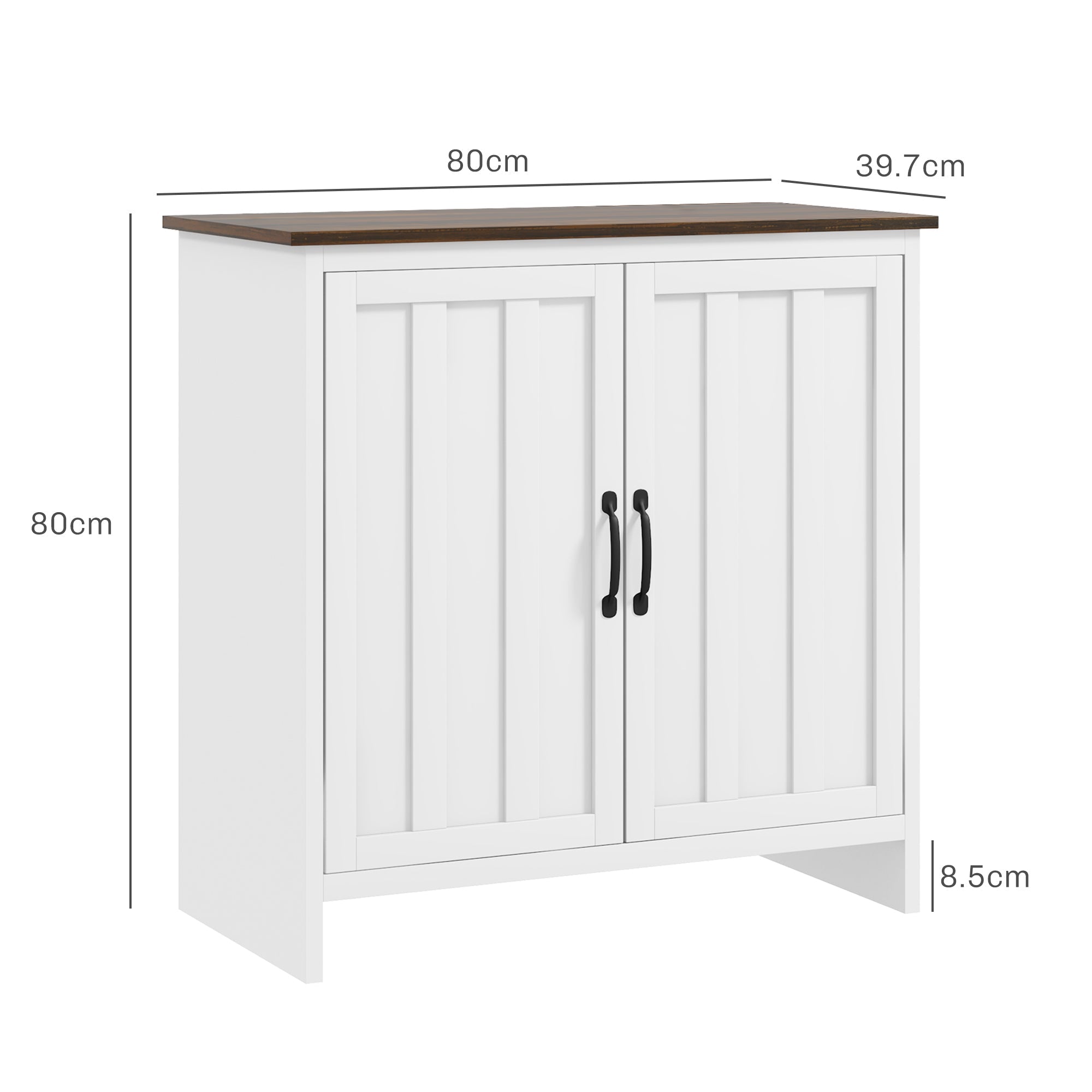 EasyComfort Credenza Cucina Moderna a 2 Ante with Ripiano Regolabile in Legno, 80x39.7x80cm, white