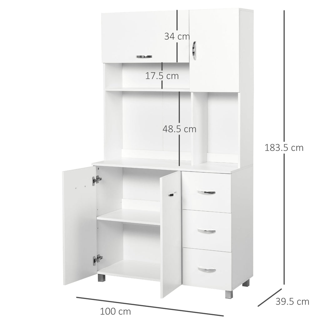 EasyComfort hoge keukenkast met lades en kasten 100x39.5x183.5cm