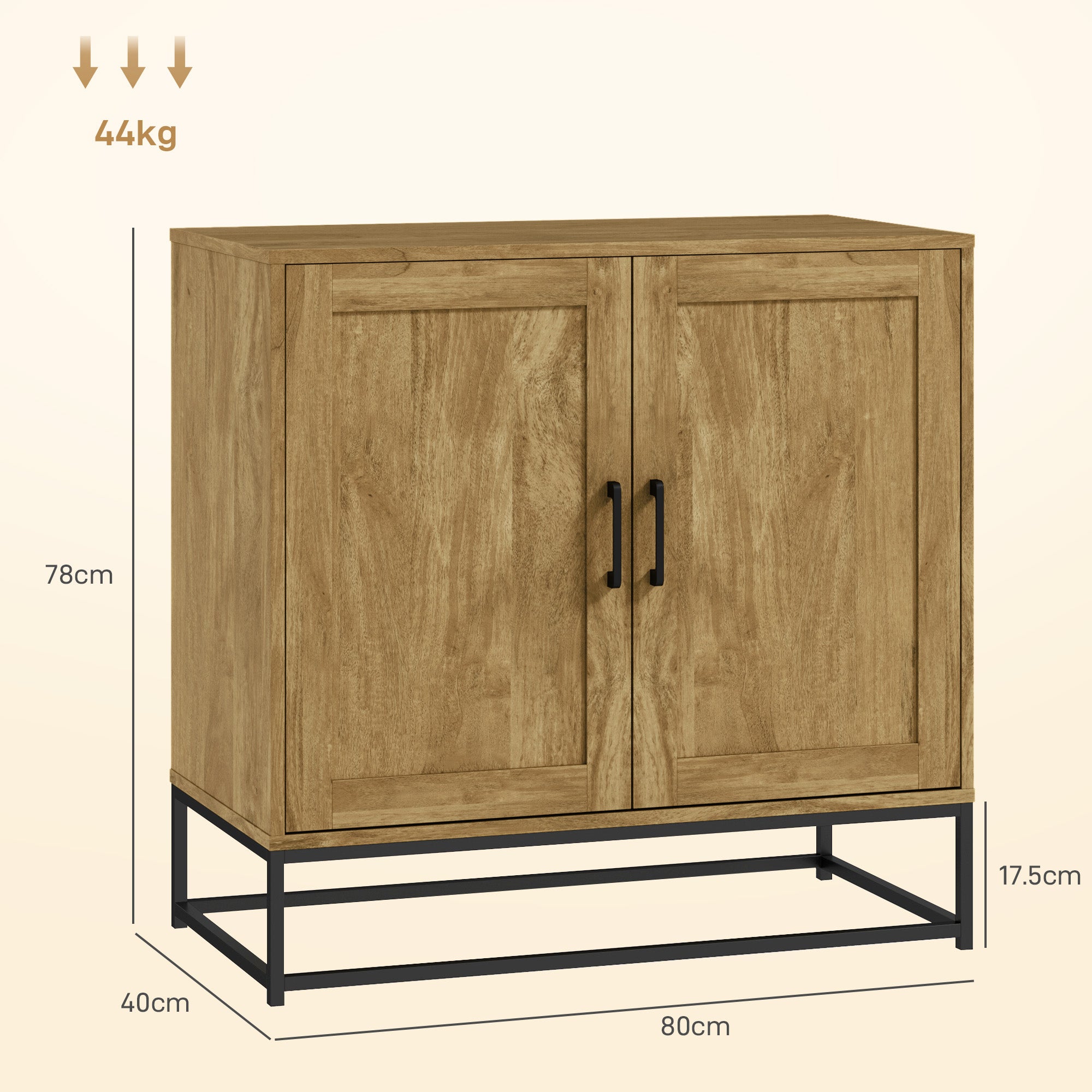 EasyComfort Credenza da Soggiorno a 2 Livelli with Ripiano Regolabile, in Legno e Acciaio, 80x40x78 cm, Marrone e black