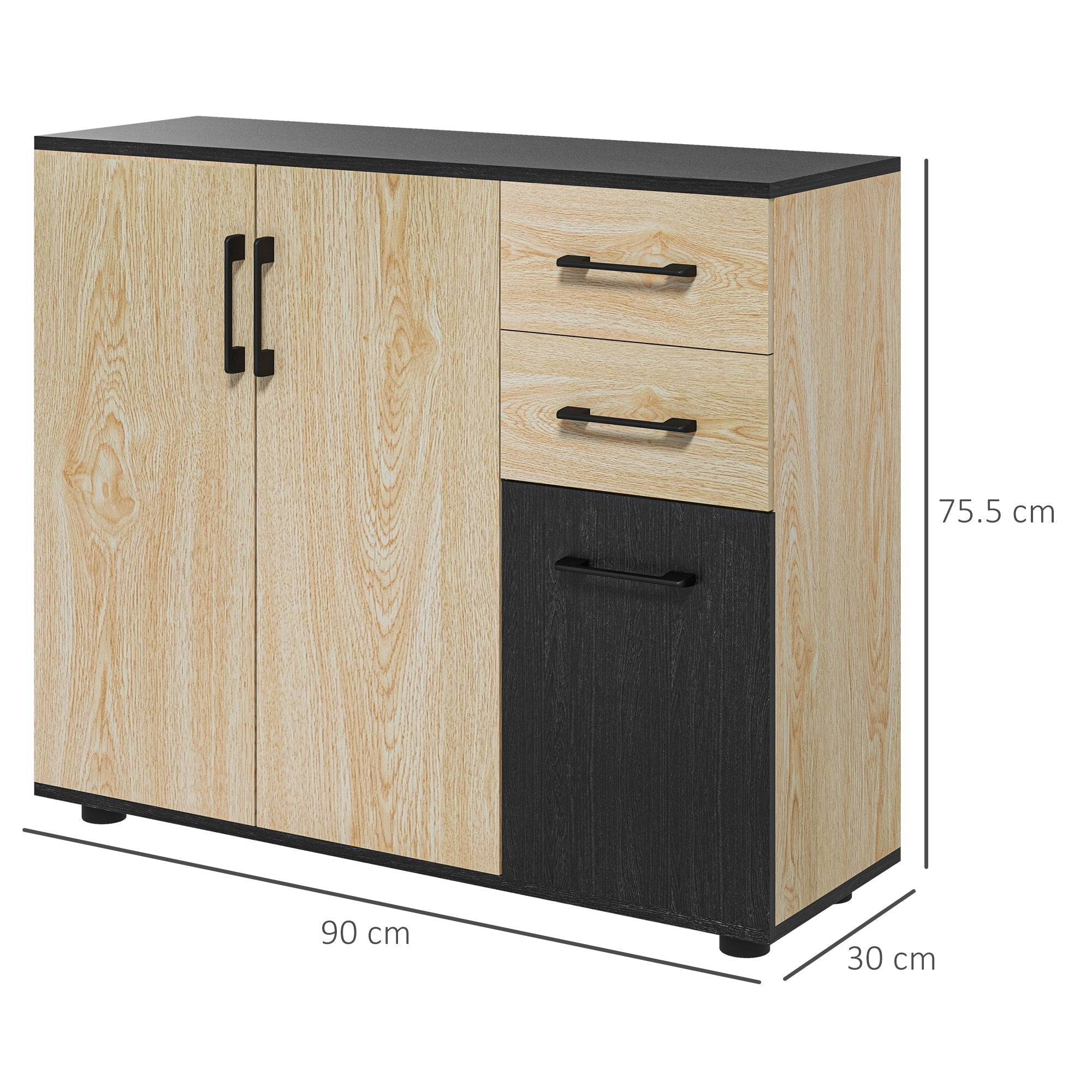 EasyComfort Credenza Moderna Dressoir 2 kasten & 2 lades 90x30x75.5 cm