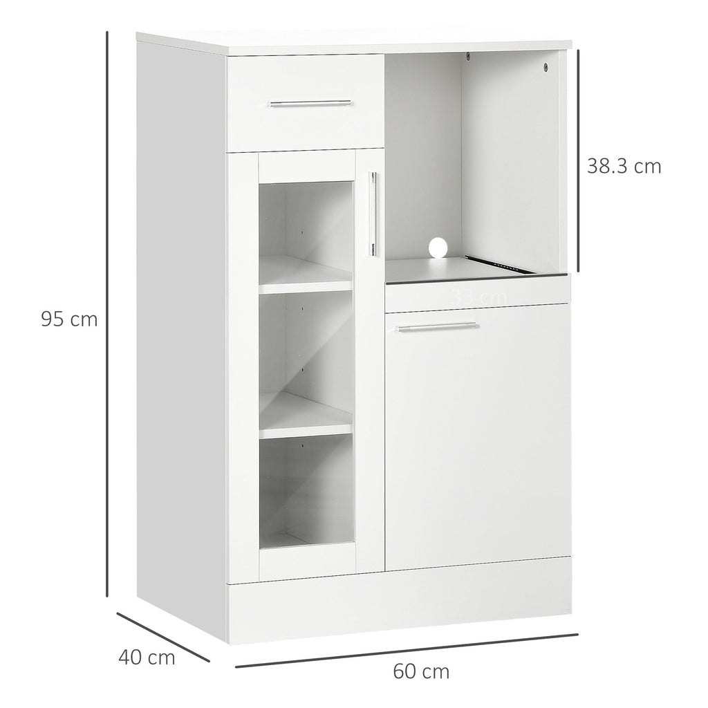 Easycomfort Credenza Moderna with Armadietti e Cassetto in Legno e Vetro, 60x40x95cm, white