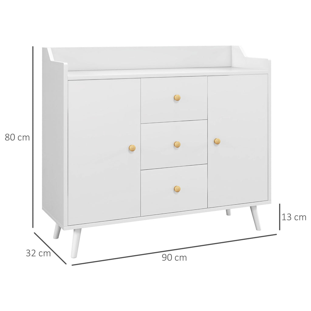 EasyComfort Dressoir modern, 3 lades & 2 deuren, 90x32x80 cm, wit