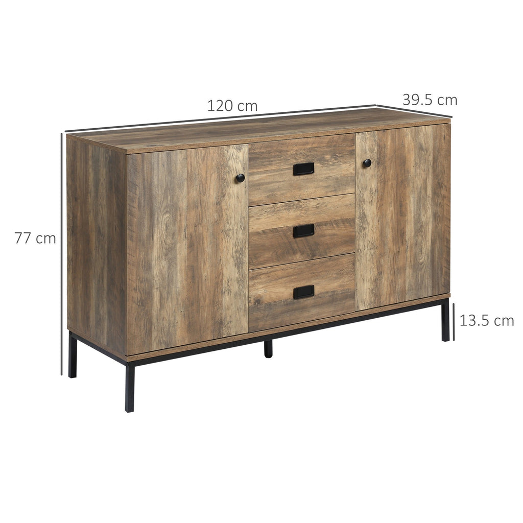 EasyComfort Dressoir modern 120 x 39.5 x 77 cm, 2 deuren, 3 lades