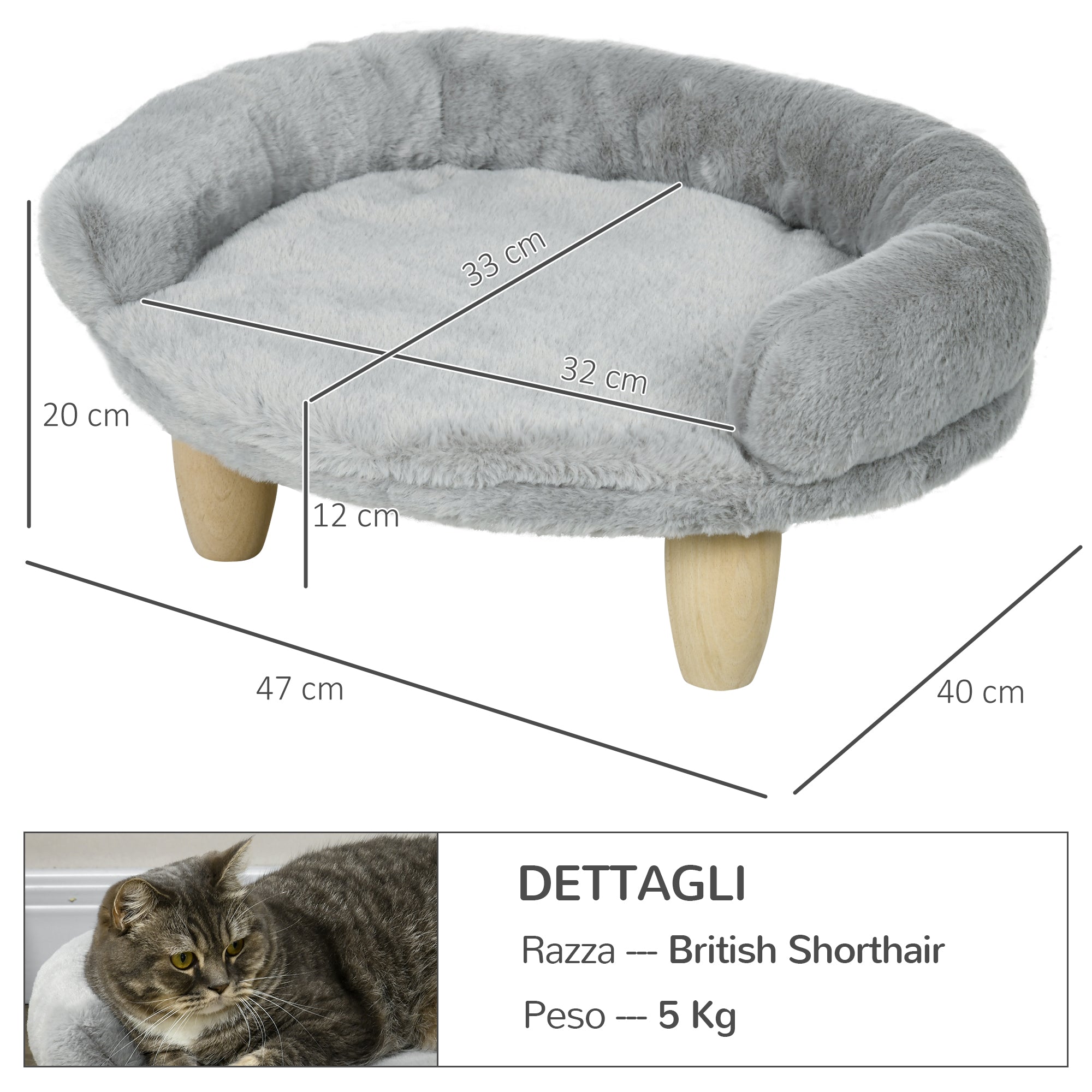 EasyComfort Bankje voor honden en katten 47x40x20 cm, grijs