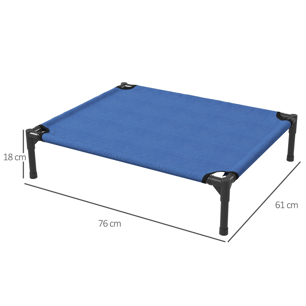 EasyComfort Cuccia Lettino per Cani Rialzato Pieghevole per Interno ed Esterno in Metallo e Tessuto Oxford, 76x61x18 cm, Blu