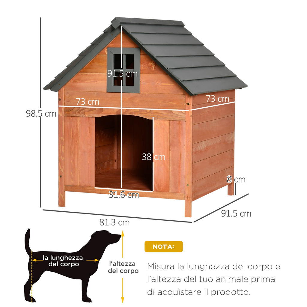 EASYCOMFORT Raised Kennel for Dogs up to 30 kg in Wood 81.3x91.5x98.5 cm