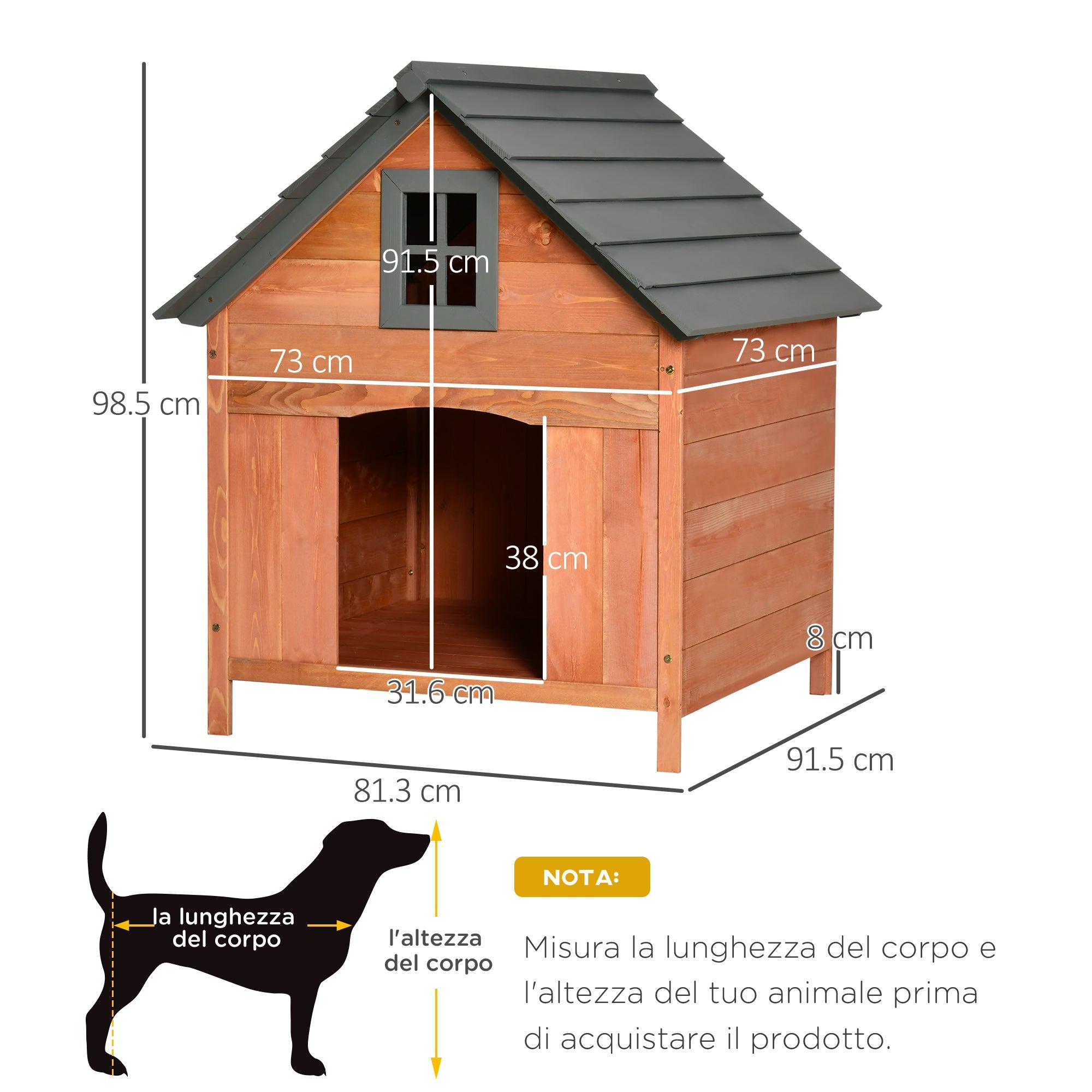 EASYCOMFORT Raised Kennel for Dogs up to 30 kg in Wood 81.3x91.5x98.5 cm