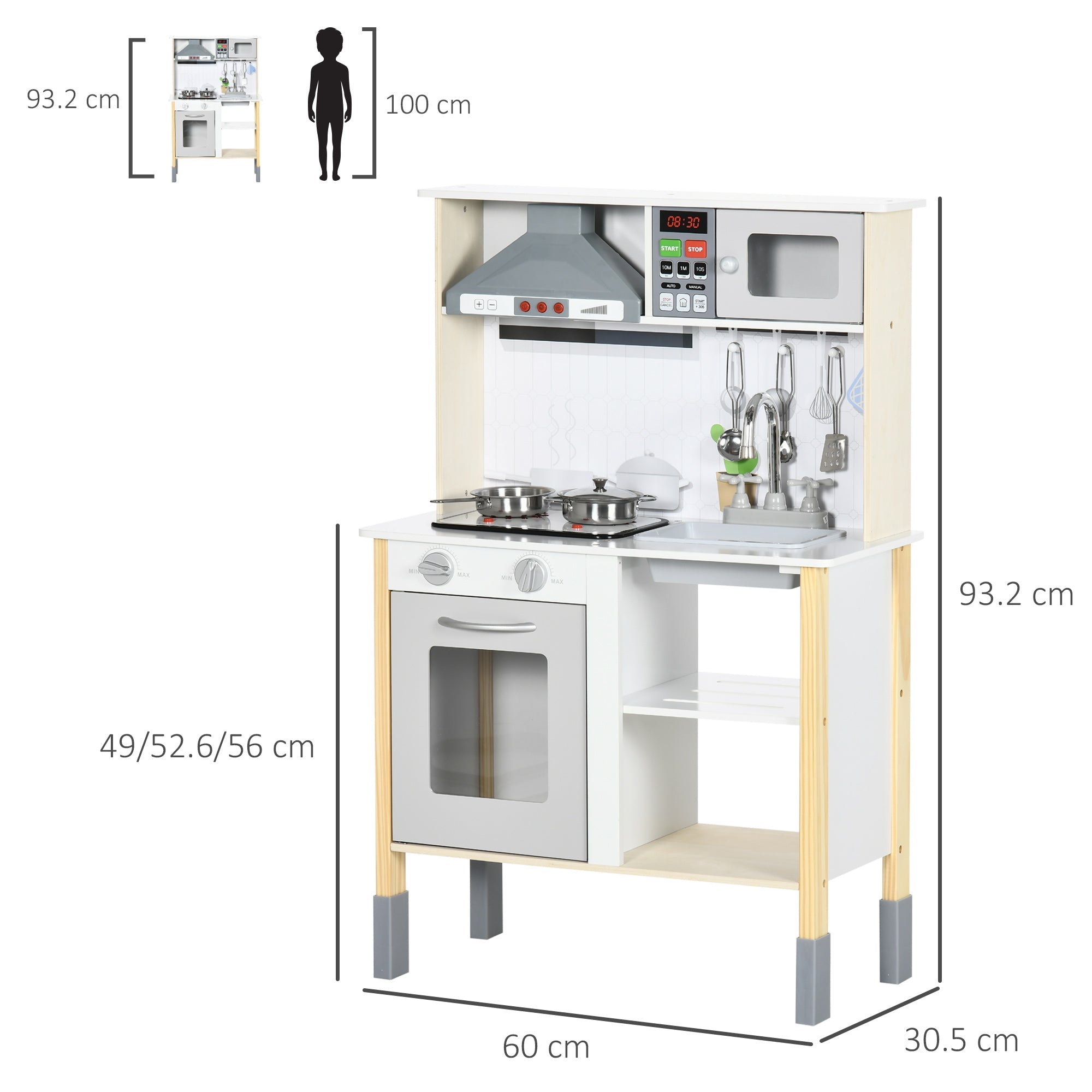 EasyComfort Speelkeuken verstelbaar met geluid en licht 60x30.5x93.2 cm