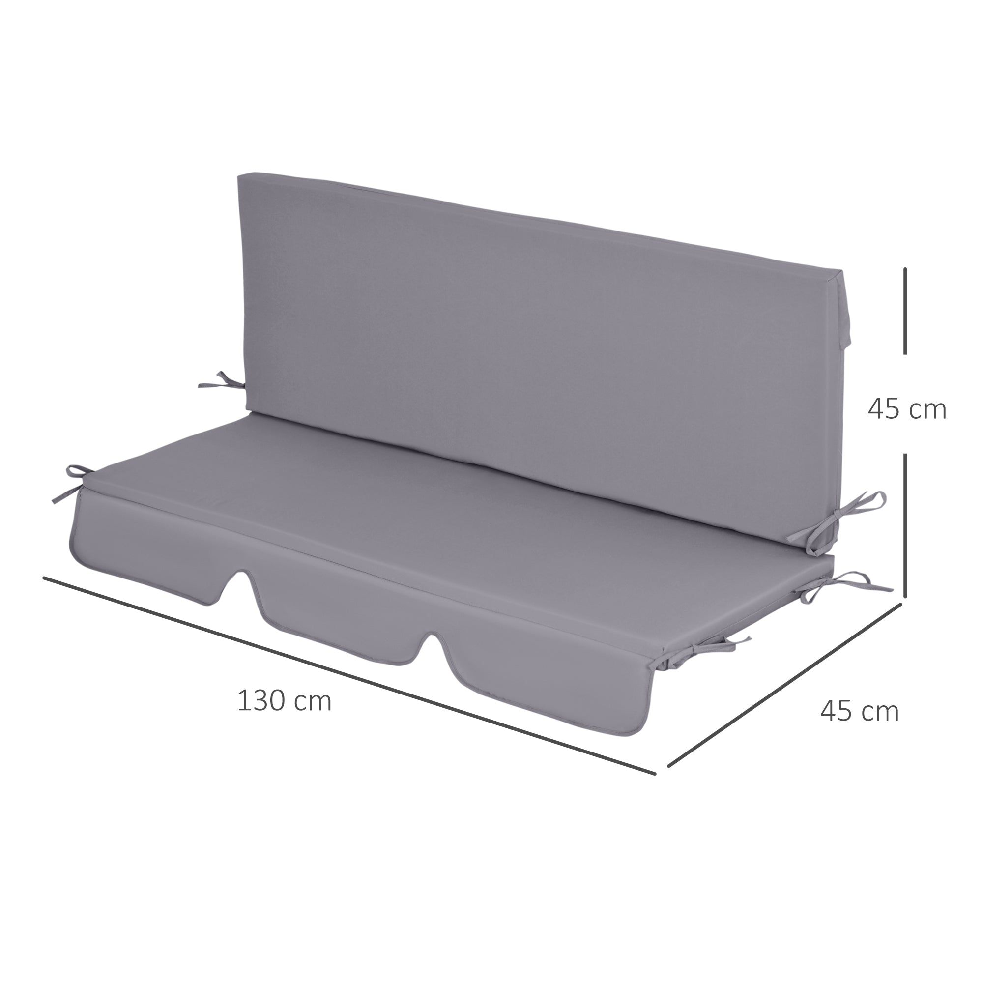 EasyComfort kussenset voor schommelbank 3-zits 2-delig 130x45x5 cm grijs