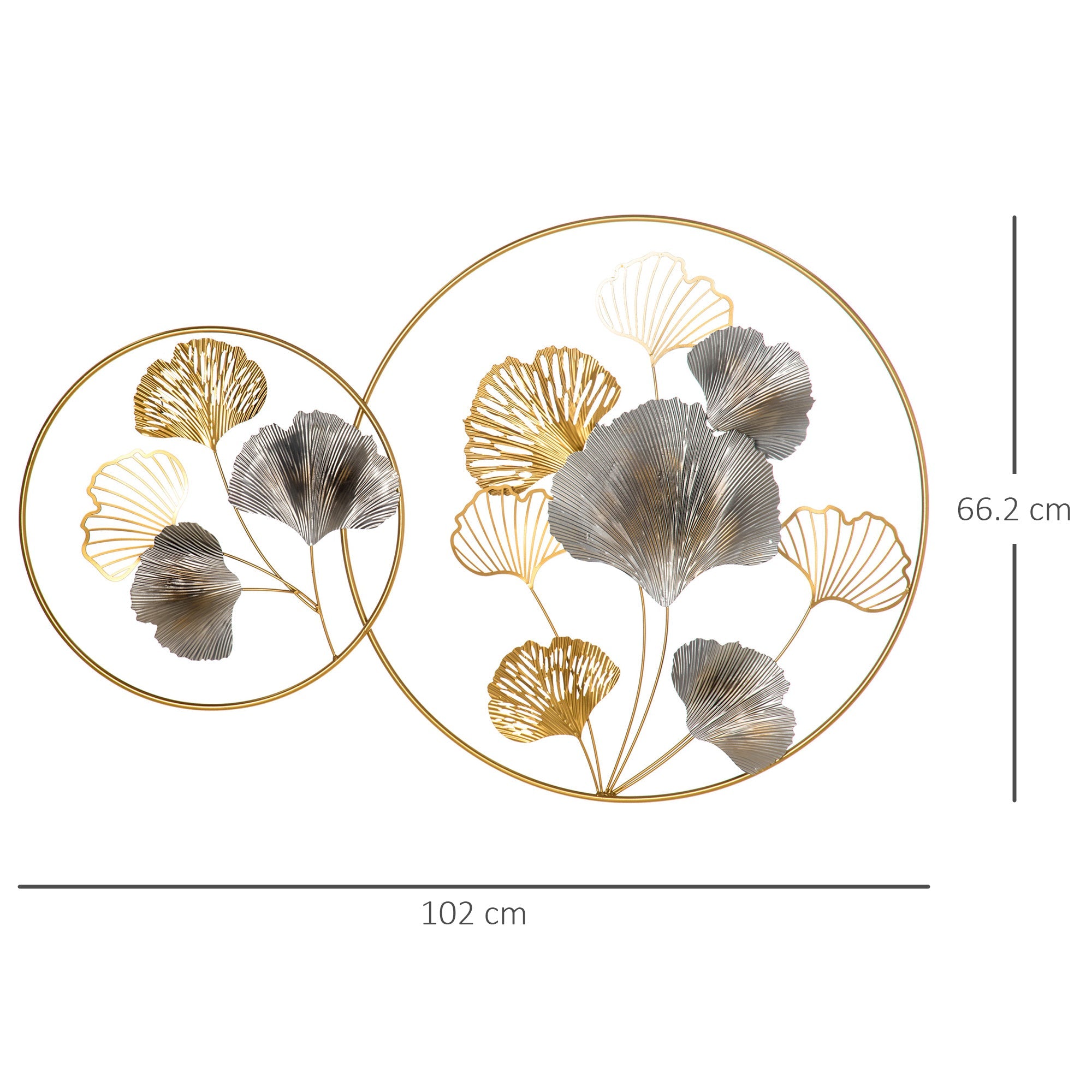 EasyComfort 3D metalen wanddecoratie Ginkgo, 102x66.2cm