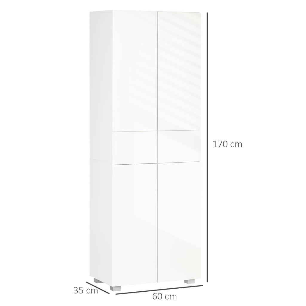 EasyComfort keukenkast met 4 deuren en 2 lades, 60x35x170 cm, wit hoogglans