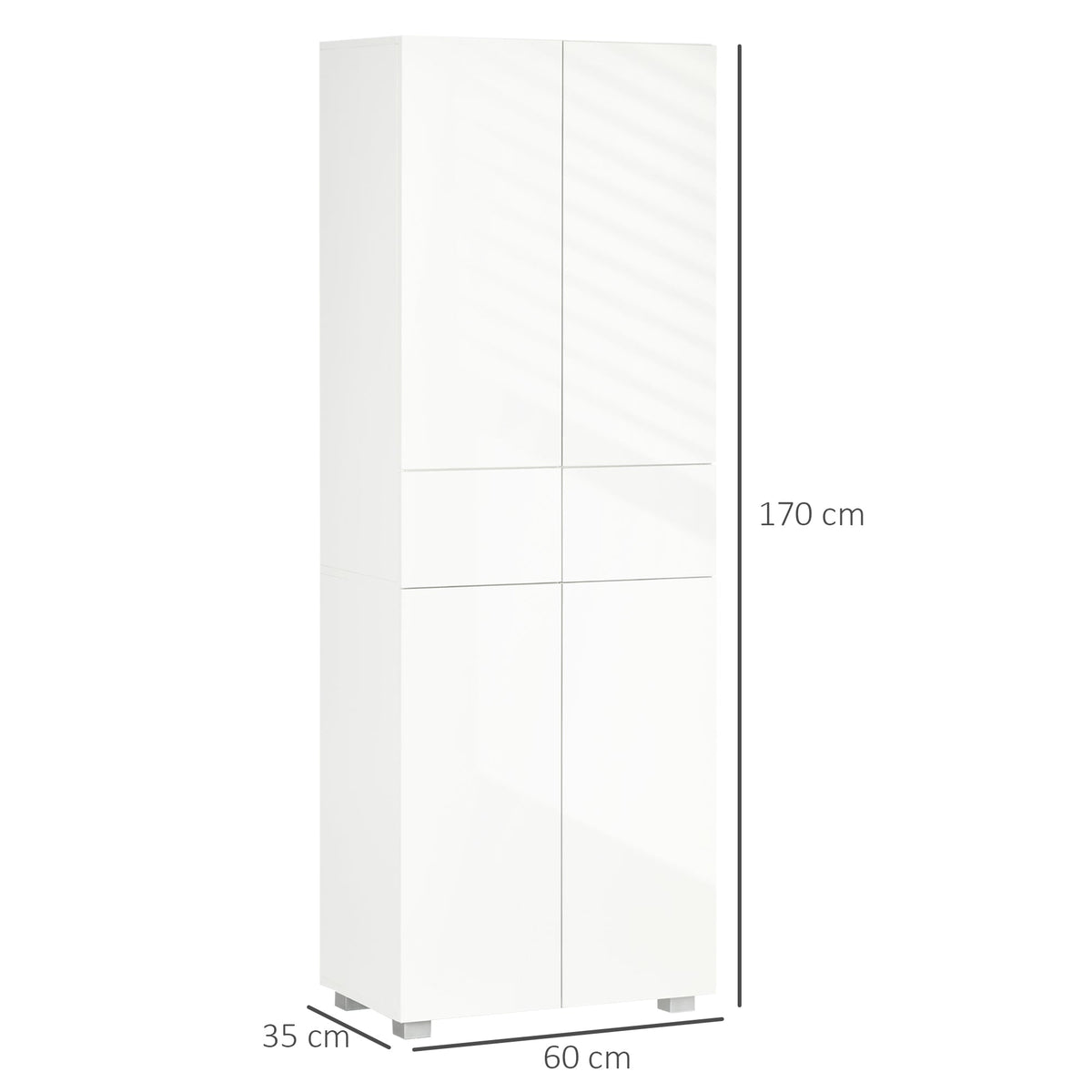 EasyComfort keukenkast met 4 deuren en 2 lades, 60x35x170 cm, wit hoogglans