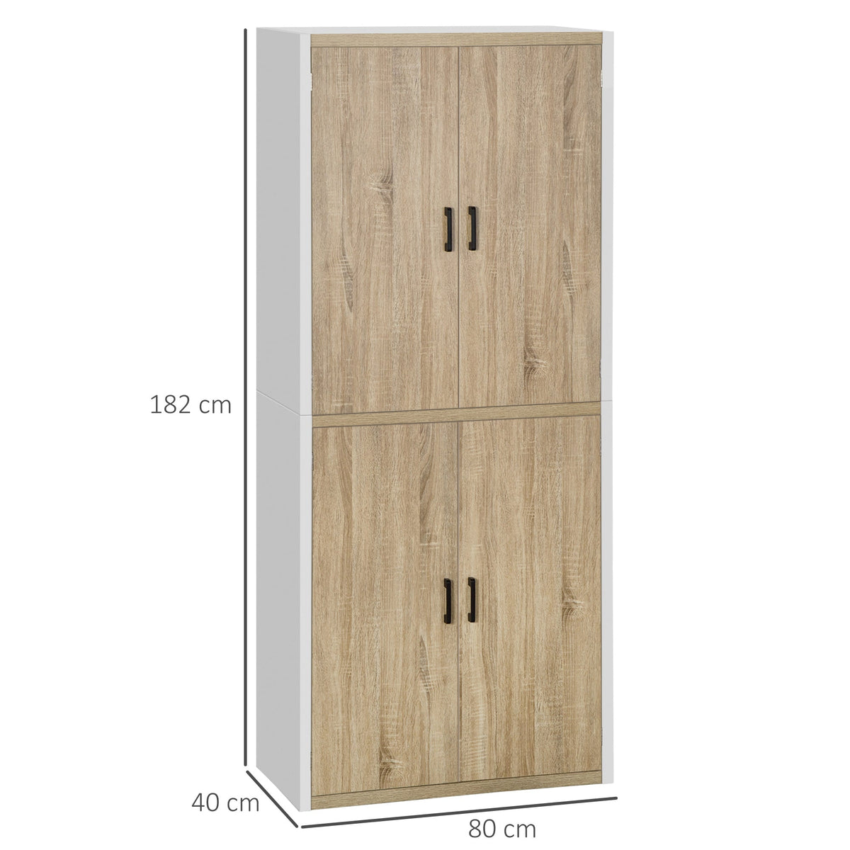 EasyComfort keukenkast MDF 80x40x182 cm – 4 deuren, 4 verstelbare planken