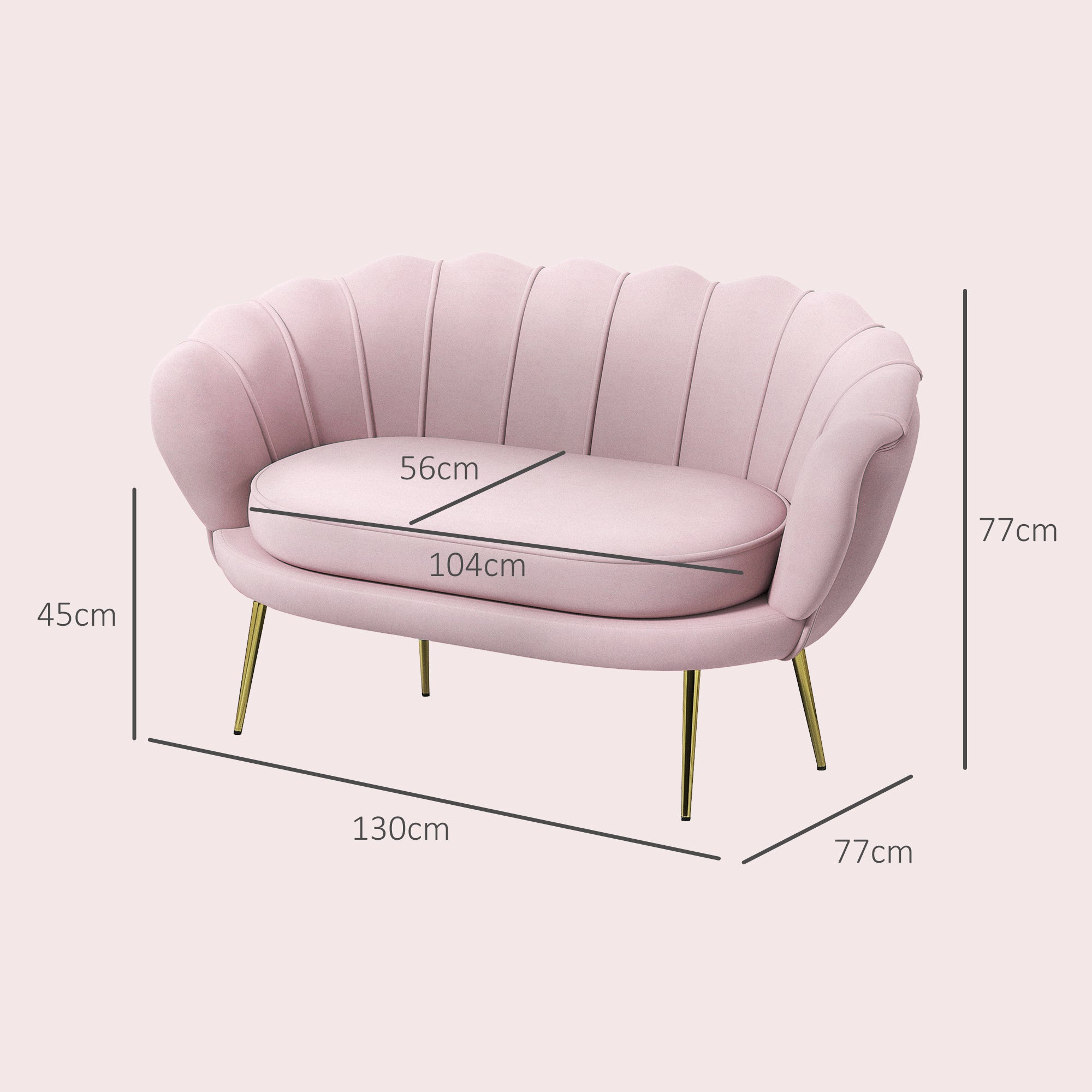 EasyComfort Divanetto 2-zits bank 130x77x77 cm, roze