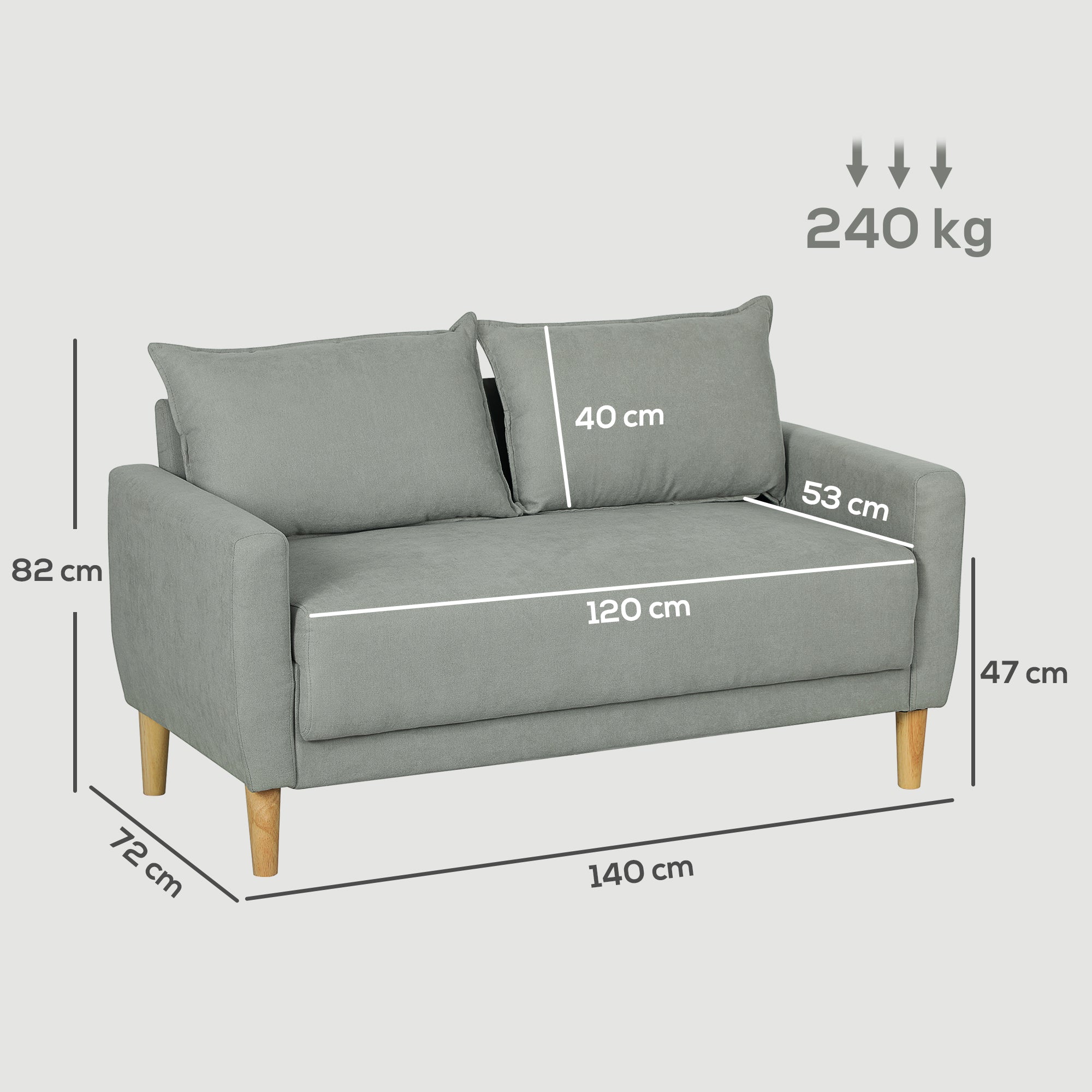EasyComfort Divanetto 2-zitsbank 140x72x82 cm Grijs