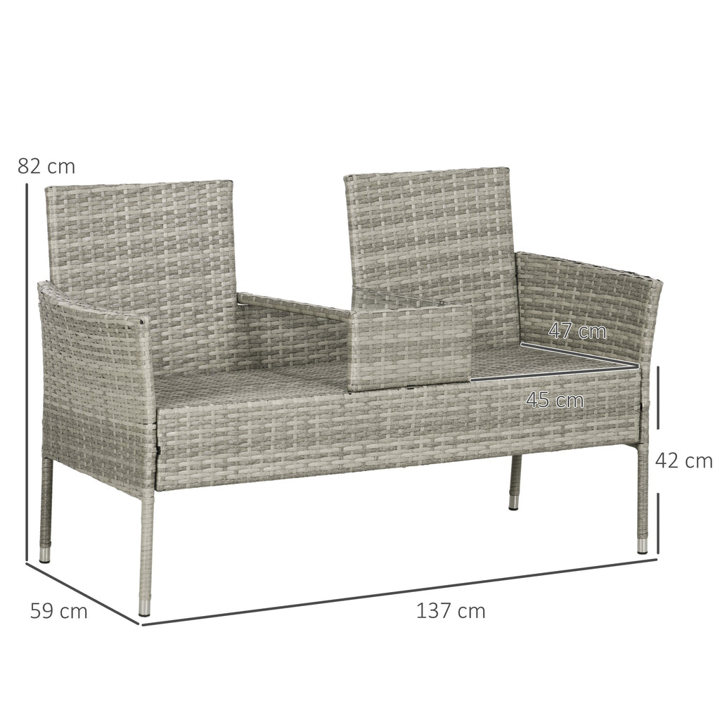 EasyComfort 2-zits tuinbank met bijzettafel 137x59x82 cm
