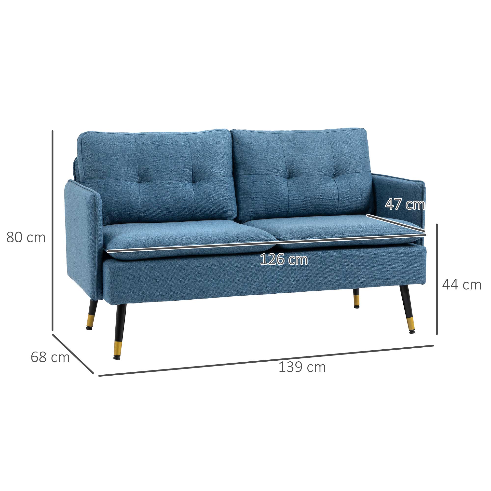 EasyComfort Divano 2-zits bank 139x68x80 cm, donkerblauw