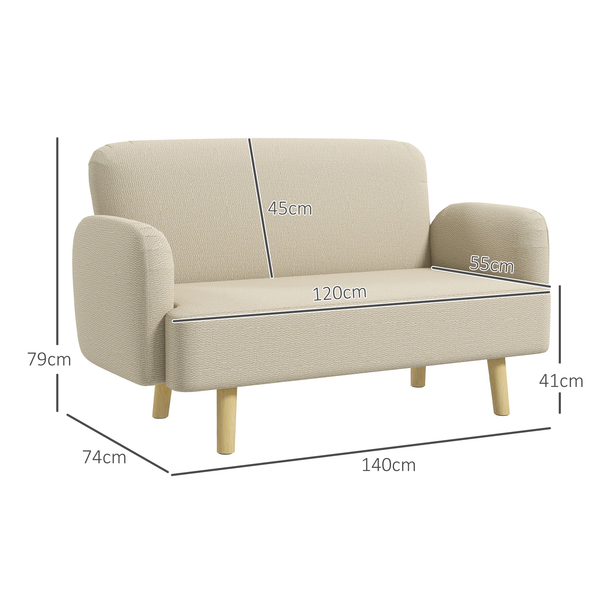 EasyComfort Divano 2-zitsbank 140x74x79 cm - wit crème