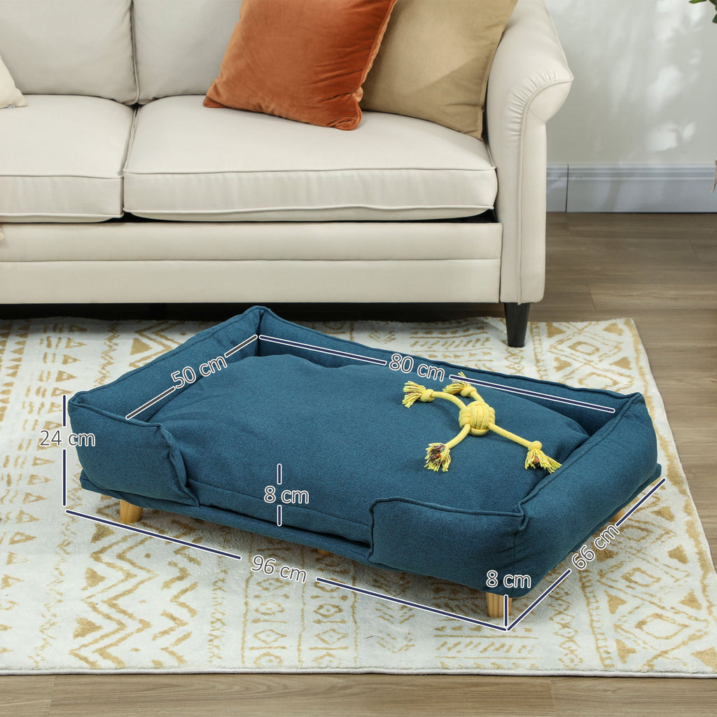 EasyComfort Divano Lettino per Cani Grandi fino 30 kg da Interno con Cuscino Rimovibile, 96x66x24 cm, Blu
