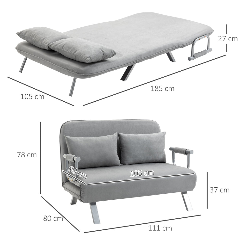 EasyComfort Divano Letto Singolo in Finta Pelle with Seduta Regolabile in 5 Posizioni, 105x80x78 cm, Grigio Chiaro