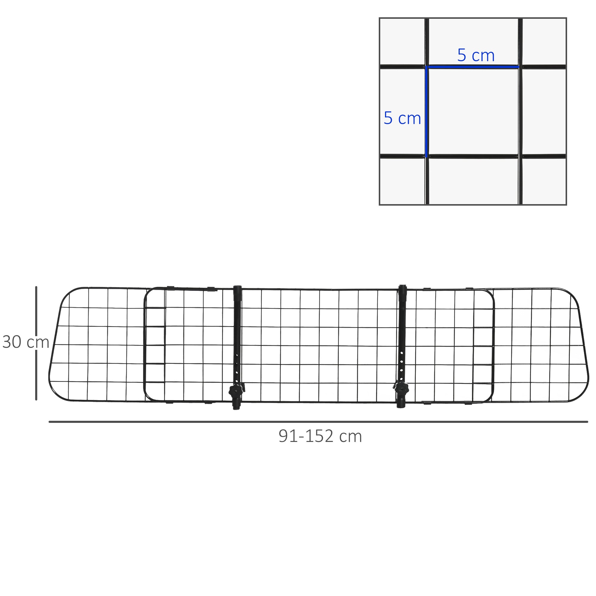 EASYCOMFORT Car Divider for Dogs, Universal Adjustable Barrier, 91-152 x 30 cm, Black