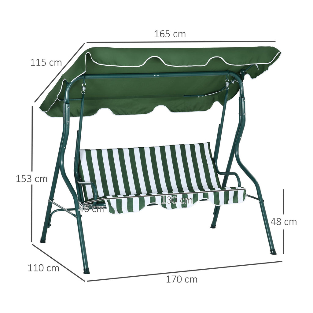 EasyComfort Dondolo 3-persoons tuinschommel 170x110x153 cm groen/wit