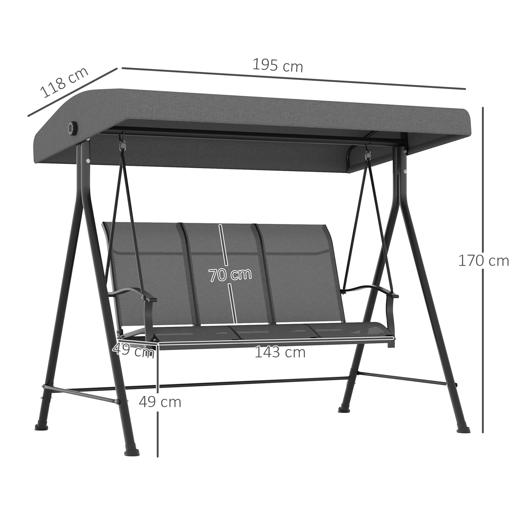 EasyComfort Dondolo da Giardino 3-zits tuinschommel, 195x118x170 cm
