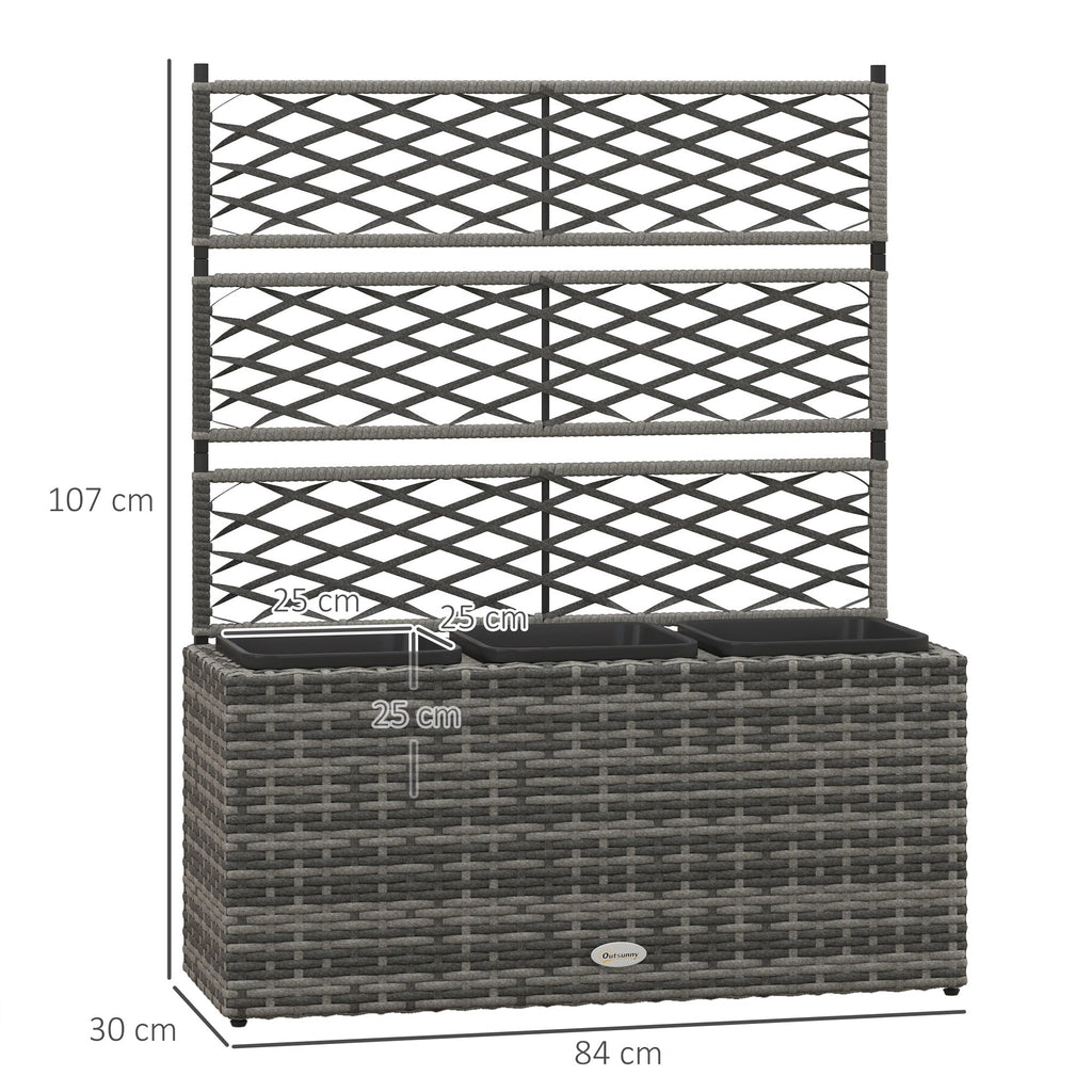 EasyComfort Plantenbak met traliewerk en 3 potten, 84x30x107 cm