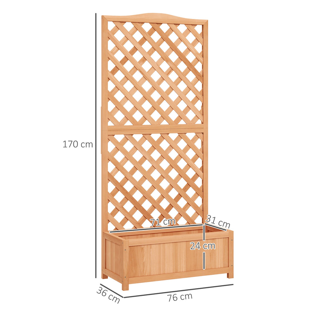 EasyComfort Fioriera with Traliccio per Rampicanti e Fondo Ampio, in Legno di Abete, 76x36x170 cm, Marrone