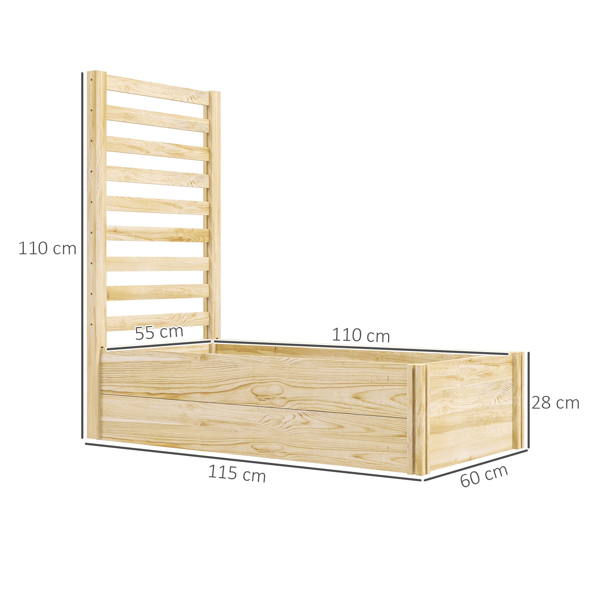 EasyComfort Plantenbak met klimrek, 150L, 115x60x110 cm