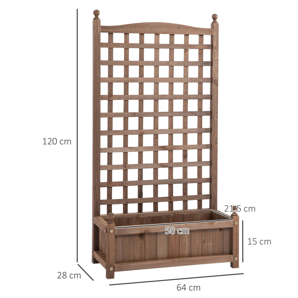 EasyComfort Fioriera da Esterno in Legno with Grigliato per Piante Rampicanti, 64x28x120cm, Marrone