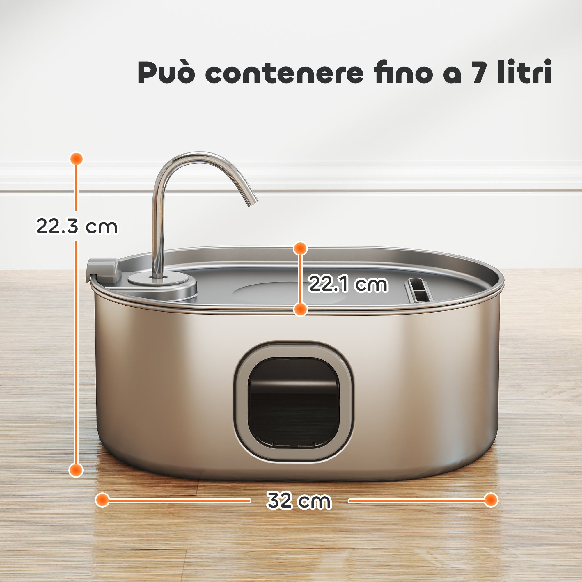 EasyComfort Kattenfontein 7L RVS 304 met LED en borstel