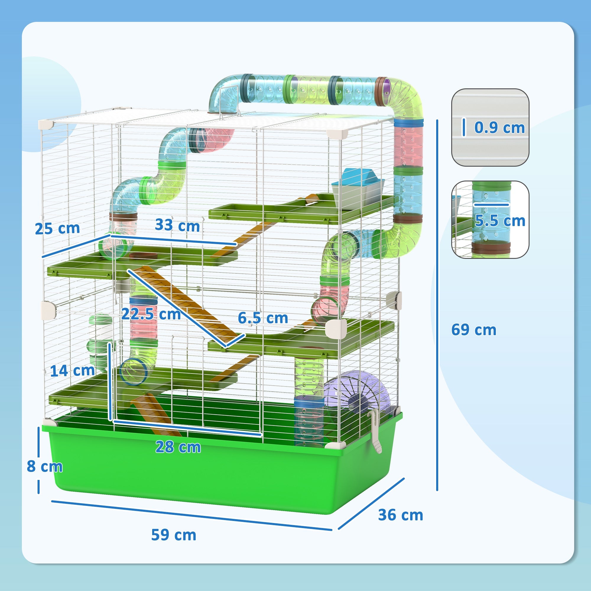 EasyComfort Hamsterkooi 5 niveaus 59x36x69 cm