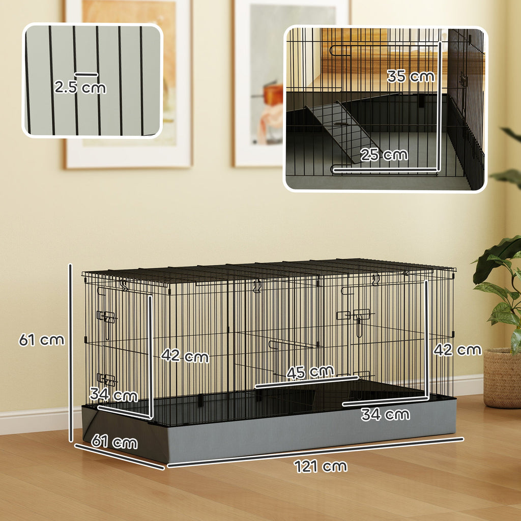 EasyComfort 2-in-1 kooi voor kleine dieren 121x61x61 cm