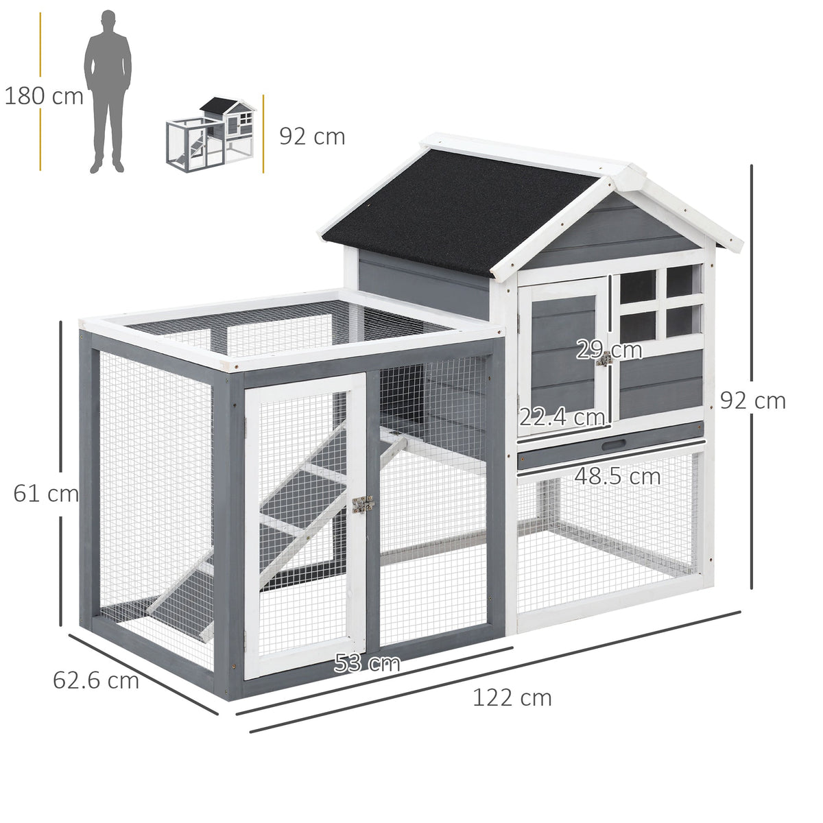 EasyComfort buitenhok voor konijnen en knaagdieren 122x62.6x92cm