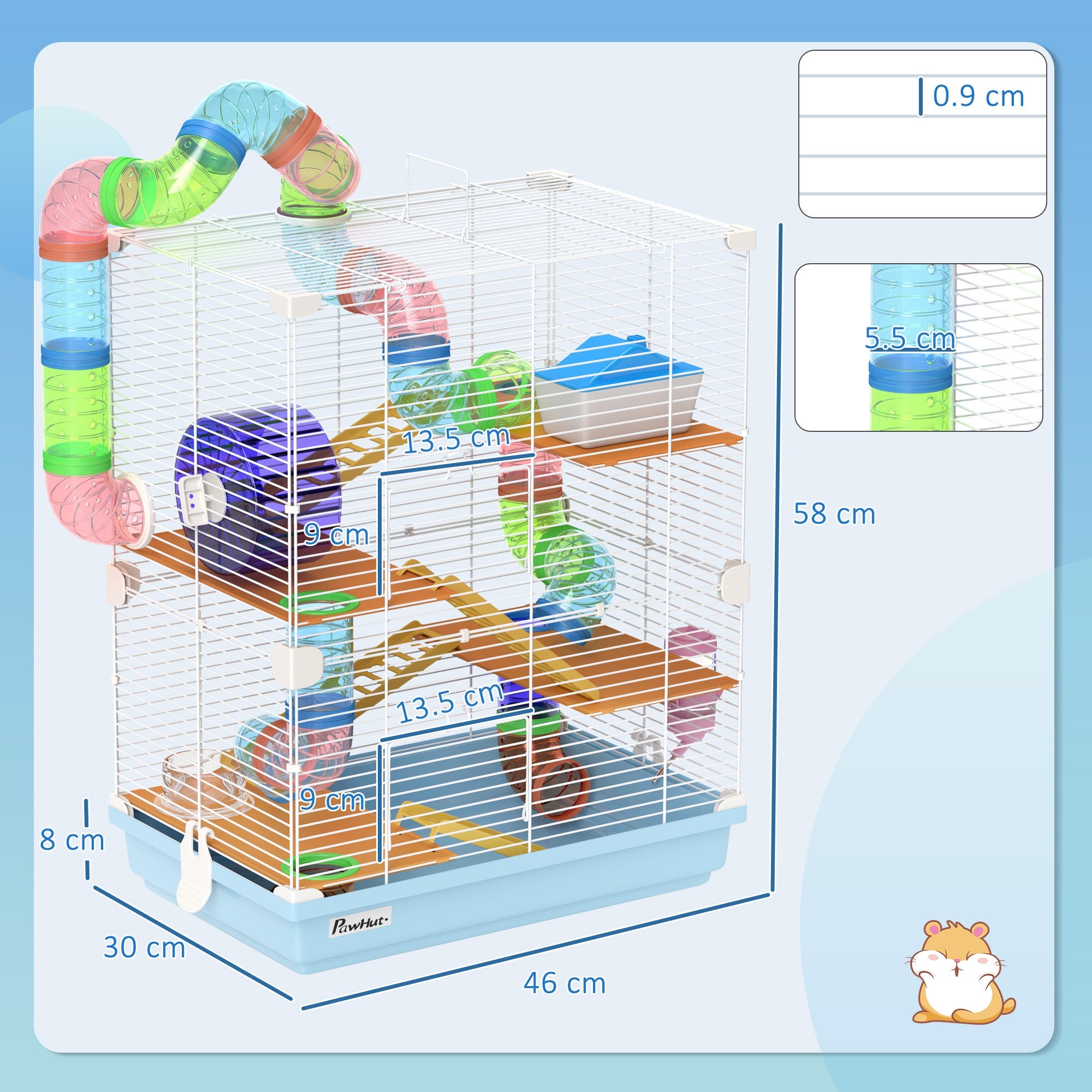 EasyComfort Hamsterkooi 5 niveaus 46x30x58 cm