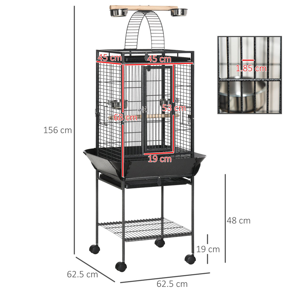 EasyComfort Vogelkooi voor parkieten 62.5x62.5x156 cm, 2 zitstokken en boogladder